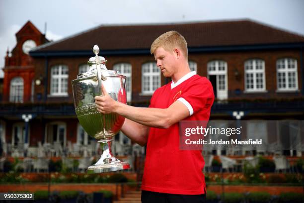 Kyle Edmund at The Queen's Club on April 23, 2018 in London, England. Liverpool fan Kyle Edmund shows support for his team ahead of their Champions...