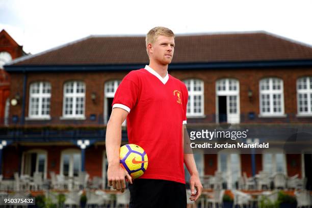 Kyle Edmund at The Queen's Club on April 23, 2018 in London, England. Liverpool fan Kyle Edmund shows support for his team ahead of their Champions...