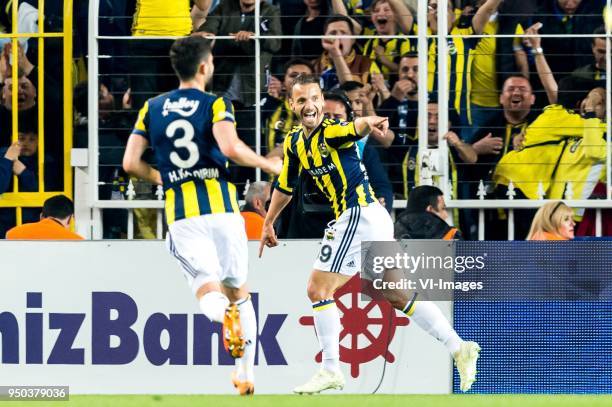 Hasan Ali Kaldirim of Fenerbahce SK, Roberto Soldado of Fenerbahce SK during the Turkish Spor Toto Super Lig match Fenerbahce AS and Antalyaspor AS...