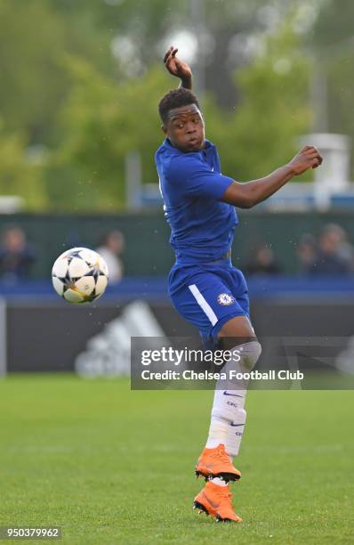 Daishawn Redan of Chelsea during the Chelsea FC v FC Barcelona UEFA Youth League Final at Colovray Sports Centre on April 23, 2018 in Nyon,...