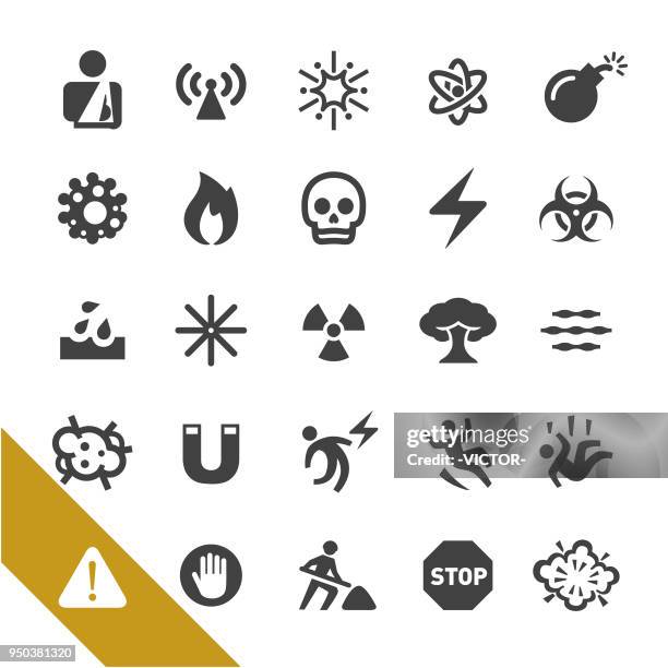 ilustraciones, imágenes clip art, dibujos animados e iconos de stock de advertencia y peligro iconos - seleccionar serie - lazer