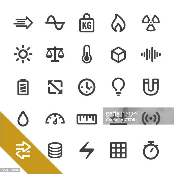 measurement units icons - select series - length stock illustrations