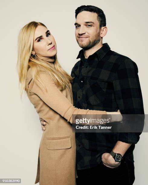 Zosia Mamet and Evan Jonigkeit of the film Fabeled pose for a portrait during the 2018 Tribeca Film Festival at Spring Studio on April 23, 2018 in...
