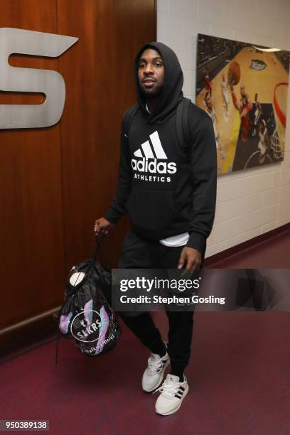 Ty Lawson of the Washington Wizards arrives before Game Four of Round One against the Toronto Raptors during the 2018 NBA Playoffs on April 22, 2018...