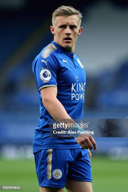 George Thomas of Leicester City looks on during the Premier league 2 match between Leicester City and Derby County at King Power Stadium on April 23,...