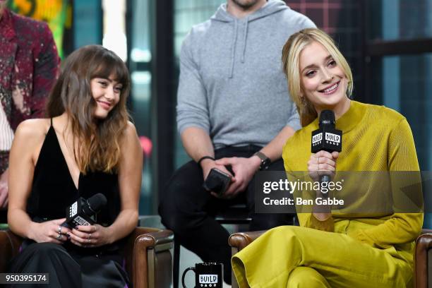 Actresses Ella Purnell and Caitlin FitzGerald visit the Build Series to discuss the new TV series "Sweetbitter" at Build Studio on April 23, 2018 in...