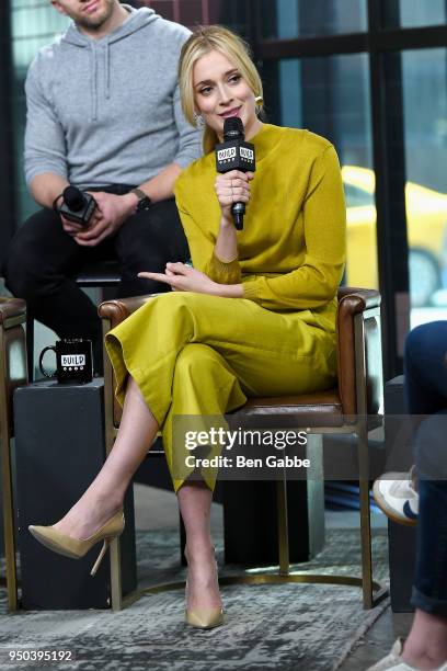 Actress Caitlin FitzGerald visits the Build Series to discuss the new TV series "Sweetbitter" at Build Studio on April 23, 2018 in New York City.