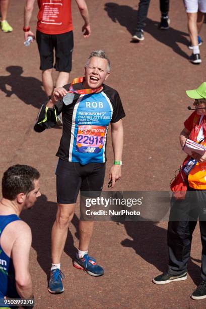 Rob Deering poses for a photo ahead of participating in The Virgin London Marathon on April 22, 2018 in London, England.