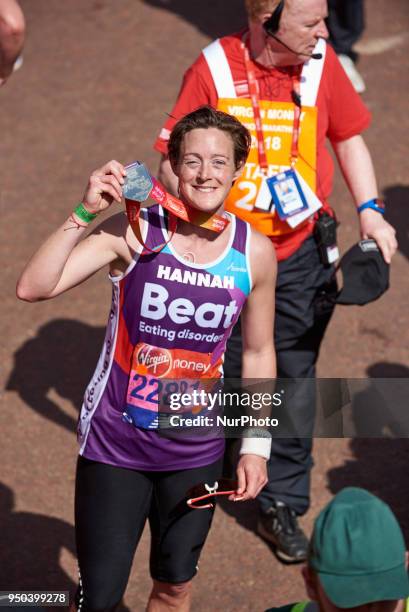 Hannah Macleod poses for a photo during The Virgin London Marathon on April 22, 2018 in London, England.