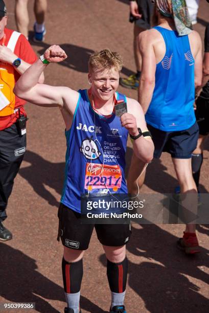 Jack Ramsey, Gordon Gamsay's children participate in the 2018 London Marathon in central London, the United Kindom on April 22, 2018.