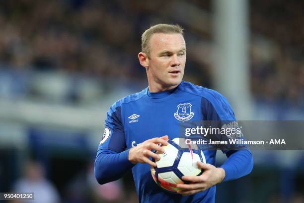 Wayne Rooney of Everton during the Premier League match between Everton and Newcastle United at Goodison Park on April 23, 2018 in Liverpool, England.