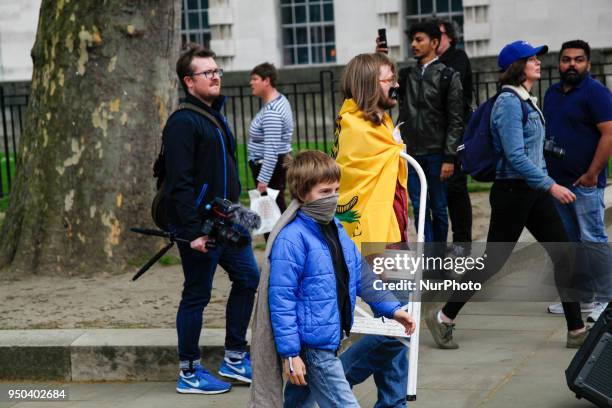 Child joins in to support Count Dankula in London, on 23 April 2018 to protest Free Speech Laws that saw Dankula get fined. Youtuber Mark Meechan, or...