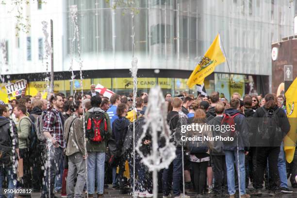 Count Dankula Supporters gather in Leicester Square in London, on 23 April 2018 to protest Free Speech Laws that saw Dankula get fined. Youtuber Mark...