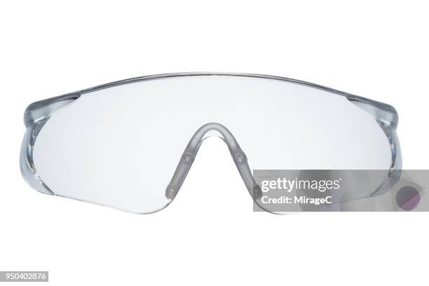 transparent plastic protective eyewear - bril stockfoto's en -beelden