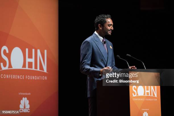 Chamath Palihapitiya, co-founder and chief executive officer of Social+Capital Partnership LLC, speaks at the 23rd annual Sohn Investment Conference...