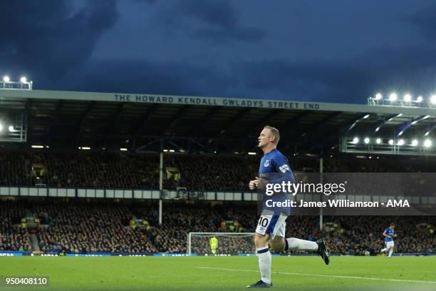 Wayne Rooney of Everton during the Premier League match between Everton and Newcastle United at Goodison Park on April 23, 2018 in Liverpool, England.