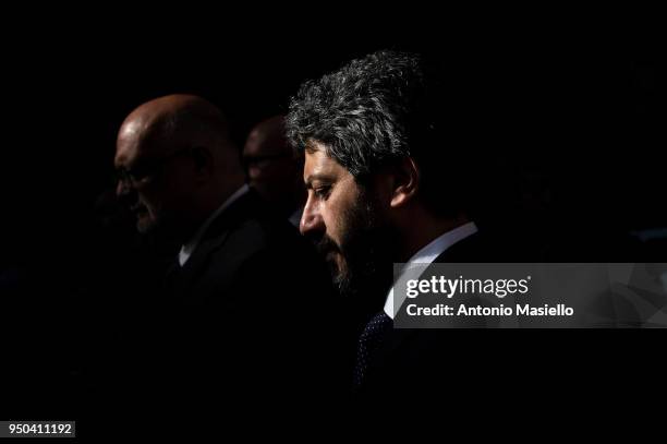 Chamber of Deputies President Roberto Fico leaves the Quirinal palace after a meeting to receive an exploratory mandate from Italian President Sergio...