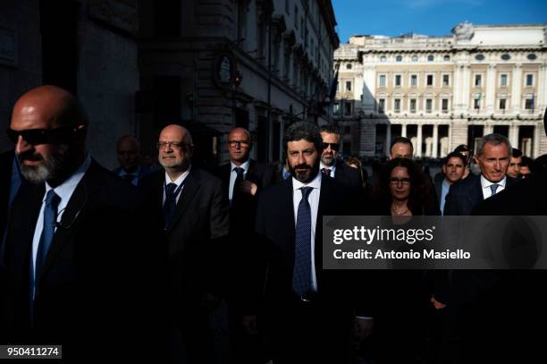 Chamber of Deputies President Roberto Fico leaves the Quirinal palace after a meeting to receive an exploratory mandate from Italian President Sergio...