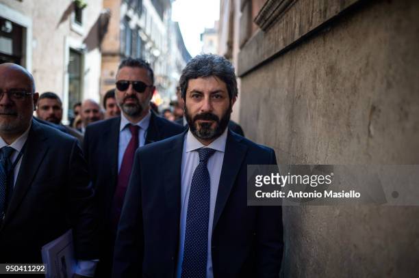 Chamber of Deputies President Roberto Fico walks to the Quirinal palace to receive an exploratory mandate from Italian President Sergio Mattarella to...