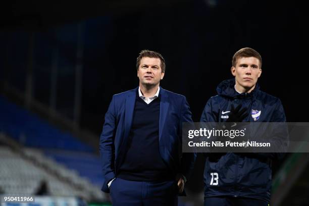 Jens Gustafsson, head coach of IFK Norrkoping during the Allsvenskan match between IFK Norrkoping and IK Sirius FK on April 23, 2018 at...