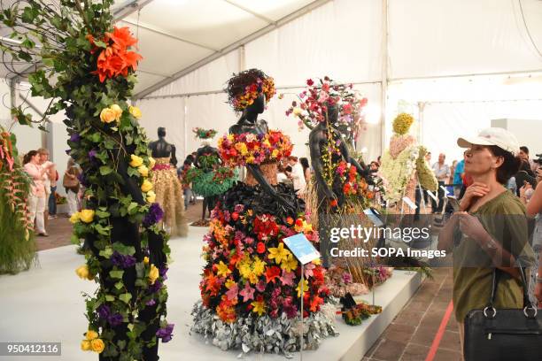 Visitor seen at the flower festival. The Botanical Garden is hosting a flower festival which is decorated with the theme 'Mexico and its Colors' to...