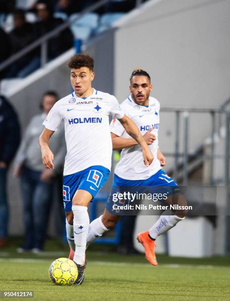 Jordan Larsson of IFK Norrkoping during the Allsvenskan match between IFK Norrkoping and IK Sirius FK on April 23, 2018 at Ostgotaporten, Norrkoping,...