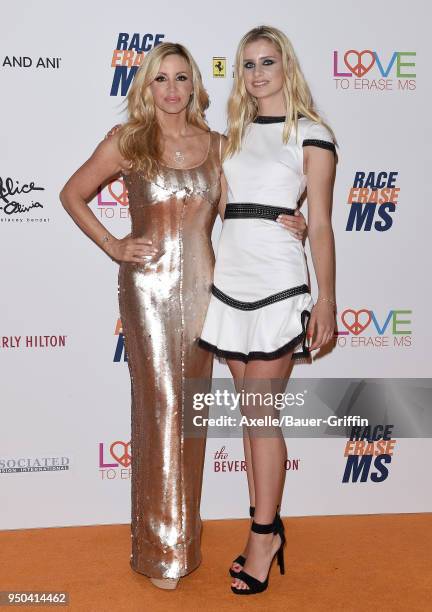 Personality Camille Grammer and daughter Mason Olivia Grammer arrive at the 25th Annual Race to Erase MS Gala at The Beverly Hilton Hotel on April...