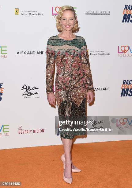 Actress Anne Heche arrives at the 25th Annual Race to Erase MS Gala at The Beverly Hilton Hotel on April 20, 2018 in Beverly Hills, California.