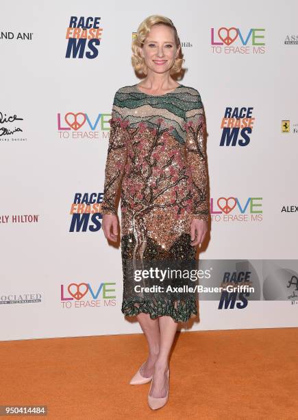 Actress Anne Heche arrives at the 25th Annual Race to Erase MS Gala at The Beverly Hilton Hotel on April 20, 2018 in Beverly Hills, California.