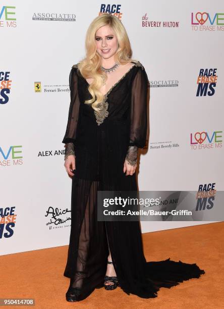 Singer Avril Lavigne arrives at the 25th Annual Race to Erase MS Gala at The Beverly Hilton Hotel on April 20, 2018 in Beverly Hills, California.