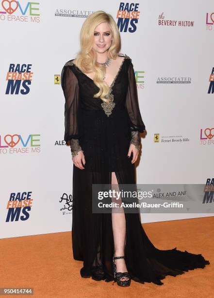 Singer Avril Lavigne arrives at the 25th Annual Race to Erase MS Gala at The Beverly Hilton Hotel on April 20, 2018 in Beverly Hills, California.