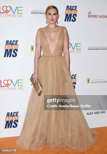 Actress Rumer Willis arrives at the 25th Annual Race to Erase MS Gala at The Beverly Hilton Hotel on April 20, 2018 in Beverly Hills, California.