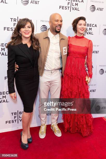 Eva Vives, Common, Mary Elizabeth Winstead attend premiere of All About Nina during Tribeca Film Festival at SVA Theater.