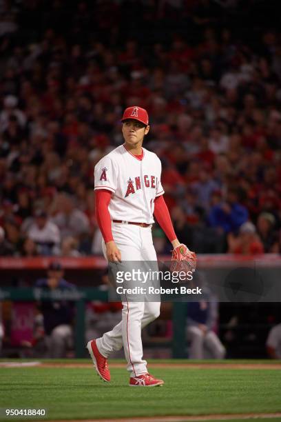 Los Angeles Angels Shohei Ohtani during game vs Boston Red Sox at Angel Stadium. Anaheim, CA 4/17/2018 CREDIT: Robert Beck