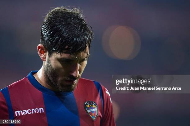 Jose Campana of Levante UD looks on during the La Liga match between Athletic Club and Levante at Estadio San Mames on April 23, 2018 in Bilbao, .