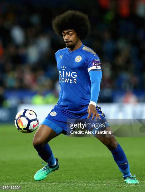 Hamza Choudhury of Leicester City in action during the Premier league 2 match between Leicester City and Derby County at King Power Stadium on April...