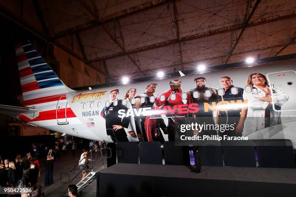 American Airlines, Stand Up To Cancer, and Marvel Studios' "Avengers: Infinity War" unveil custom-wrapped plane at Los Angeles International Airport...