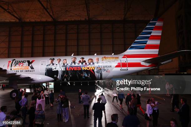 American Airlines, Stand Up To Cancer, and Marvel Studios' "Avengers: Infinity War" unveil custom-wrapped plane at Los Angeles International Airport...