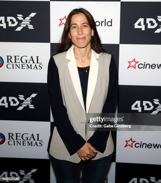 Cineworld Group CCO Renana Teperberg poses after a signing of a partnership agreement deal with CJ 4DPlex at Caesars Palace during CinemaCon, the...