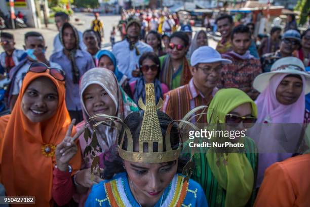 Kupang, East Nusa Tenggara, Indonesia April 24th 2018 : People at Kupang, Capital City of East Nusa Tenggara held parade arround the city to...