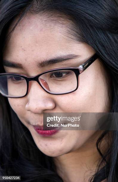 Kupang, East Nusa Tenggara, Indonesia April 24th 2018 : An East Nusa Tenggara beautiful girl during the parade. People at Kupang, Capital City of...