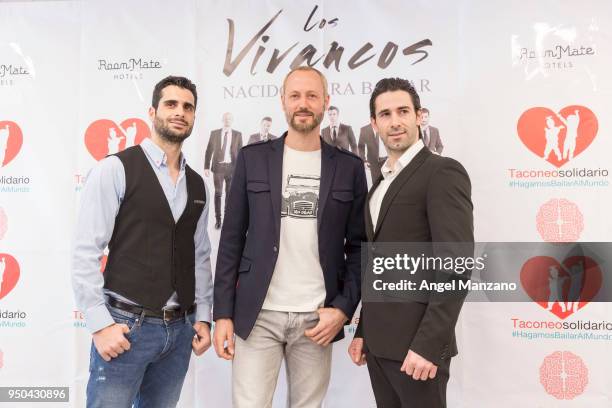 Cristo Vivancos, Elias Vivancos and Aaron Vivancos attend Taconeosolidario presentation from Querer foundation on April 23, 2018 in Madrid, Spain.