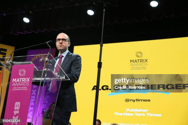 Sulzberger attends the 2018 Matrix Awards at Sheraton Times Square on April 23, 2018 in New York City.