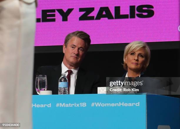 Mika Brzezinksi and Joe Scarborough attend the 2018 Matrix Awards at Sheraton Times Square on April 23, 2018 in New York City.