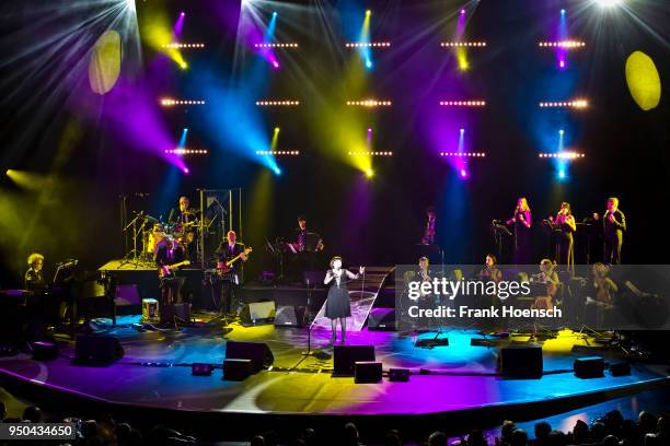 French singer Mireille Mathieu performs live on stage during a concert at the Friedrichstadtpalast on April 23, 2018 in Berlin, Germany.