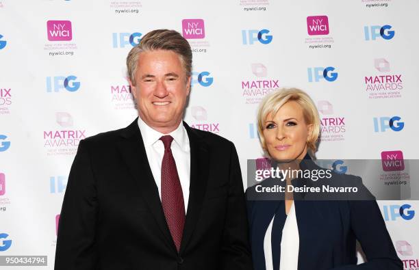 Co-host Joe Scarborough and news presenter Mika Brzezinski attend 2018 Matrix Awards at Sheraton New York Times Square on April 23, 2018 in New York...