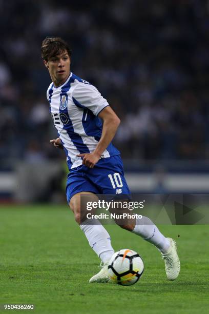 Porto's Spanish midfielder Oliver Torres in action during the Premier League 2016/17 match between FC Porto and Vitoria FC, at Dragao Stadium in...