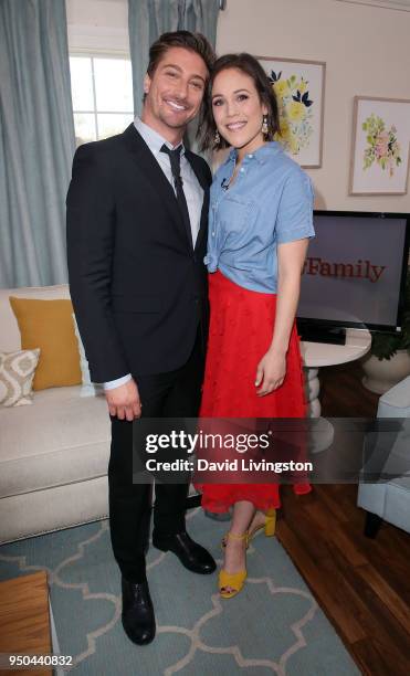 Actors Daniel Lissing and Erin Krakow visit Hallmark's "Home & Family" at Universal Studios Hollywood on April 23, 2018 in Universal City, California.