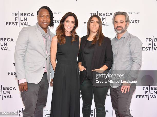 Roger Ross Williams, Director Laura Brownson, Bridget Stokes and Jeff Gilbert attend the screening of "The Rachel Divide" during the 2018 Tribeca...