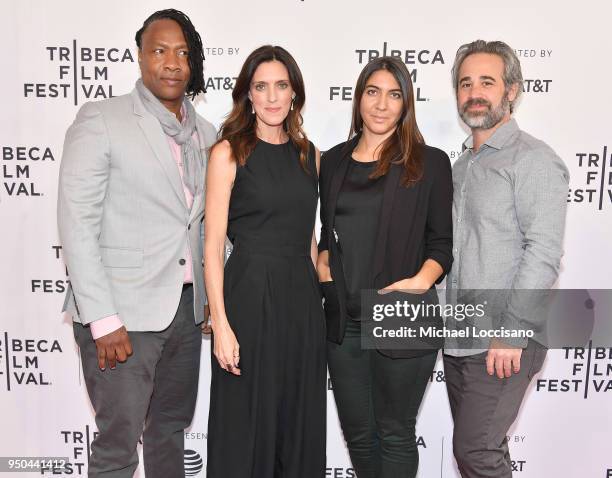 Roger Ross Williams, Director Laura Brownson, Bridget Stokes and Jeff Gilbert attend the screening of "The Rachel Divide" during the 2018 Tribeca...